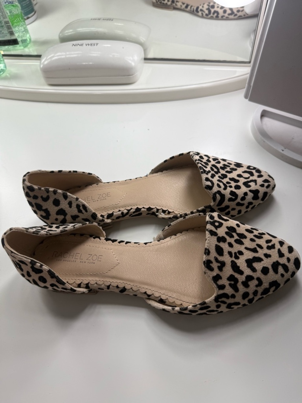 Rachel Zoe Beige and Black Leopard D'Orsay Flats